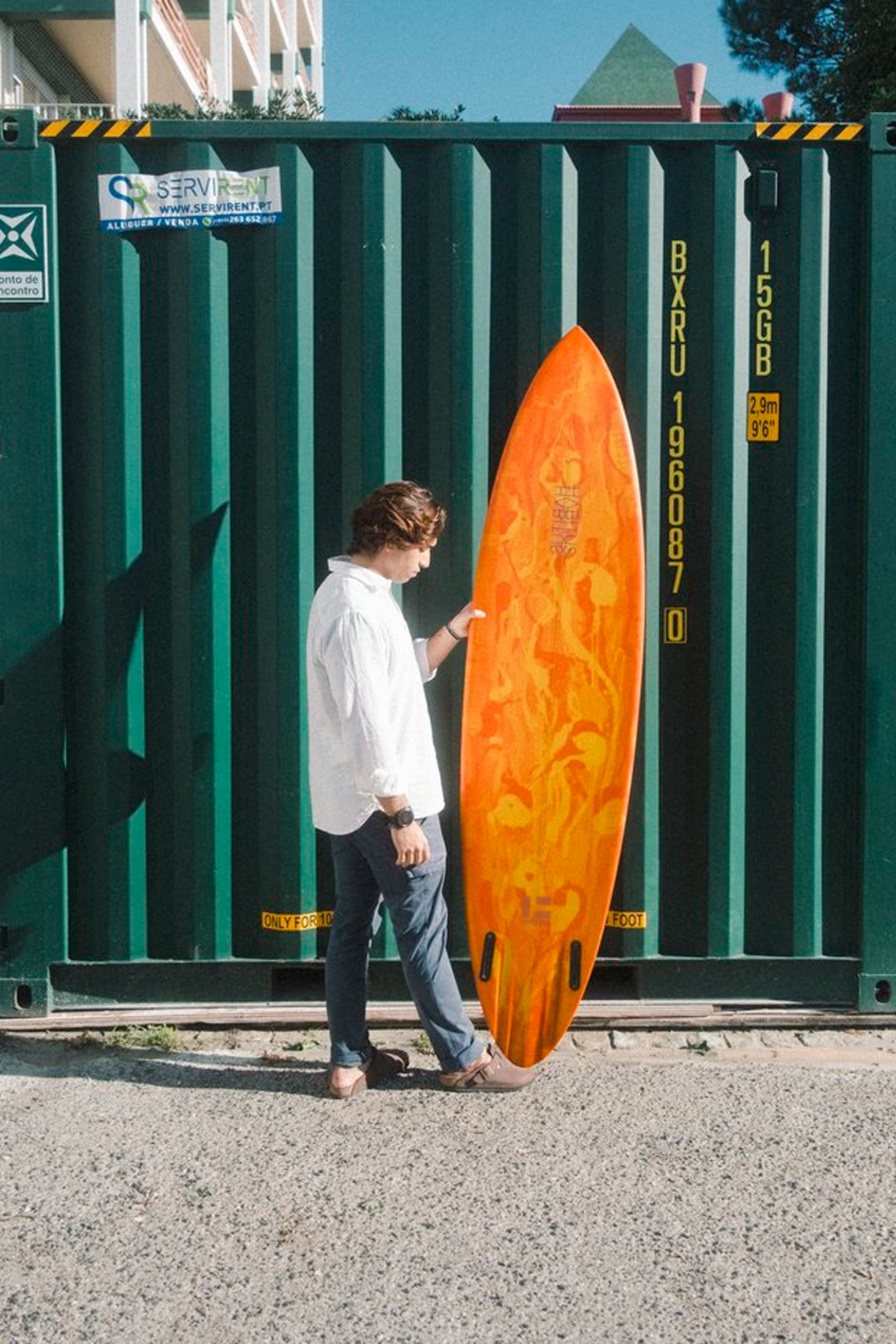 Tabla de surf shortboard Mid Twin Humpier x Habitus naranja